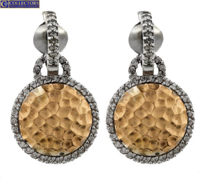 Lovely Ladies Estate 14K Rose Gold 0.92ctw Diamond Hammered Drop Dangle Earrings