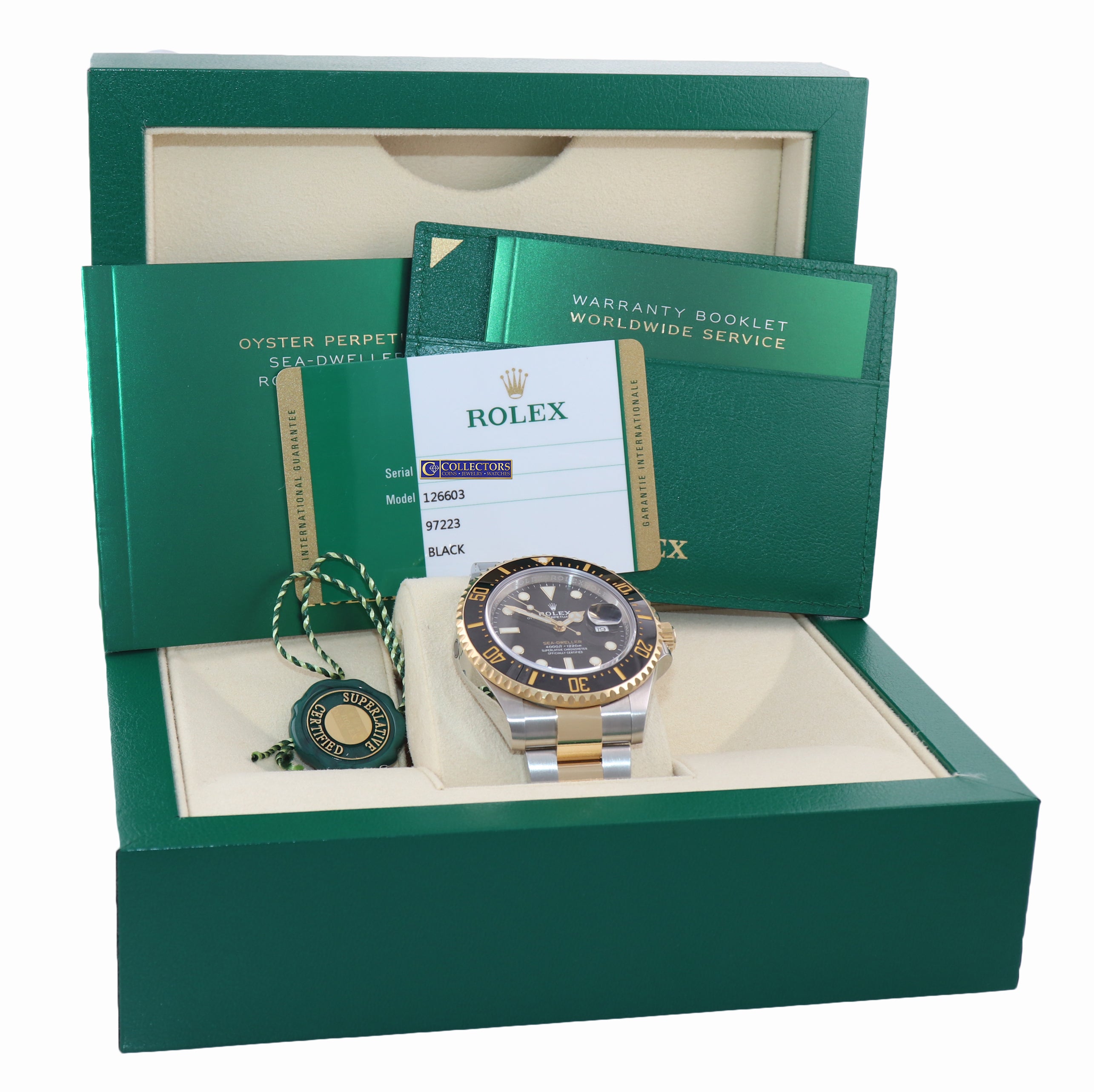 PAPERS 2019 Rolex Sea-Dweller 43mm Two-Tone 18k Yellow Gold Watch 126603 Box
