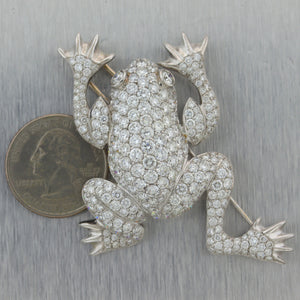 Vintage Estate 18k White Gold 20ctw Diamond Frog Brooch Pin