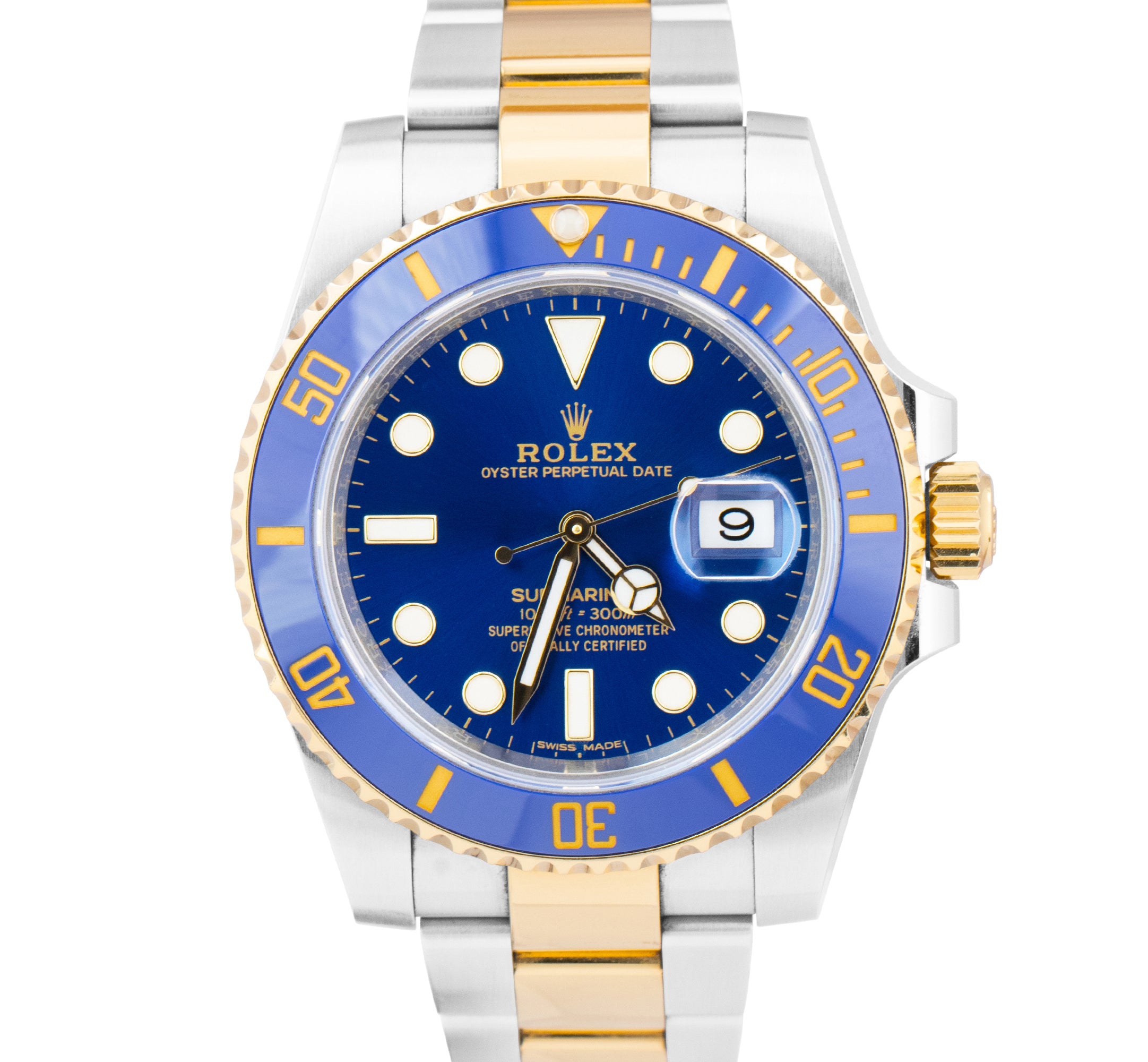 2018 Rolex Submariner Date Ceramic Two-Tone Stainless Gold Blue Watch 116613 LB