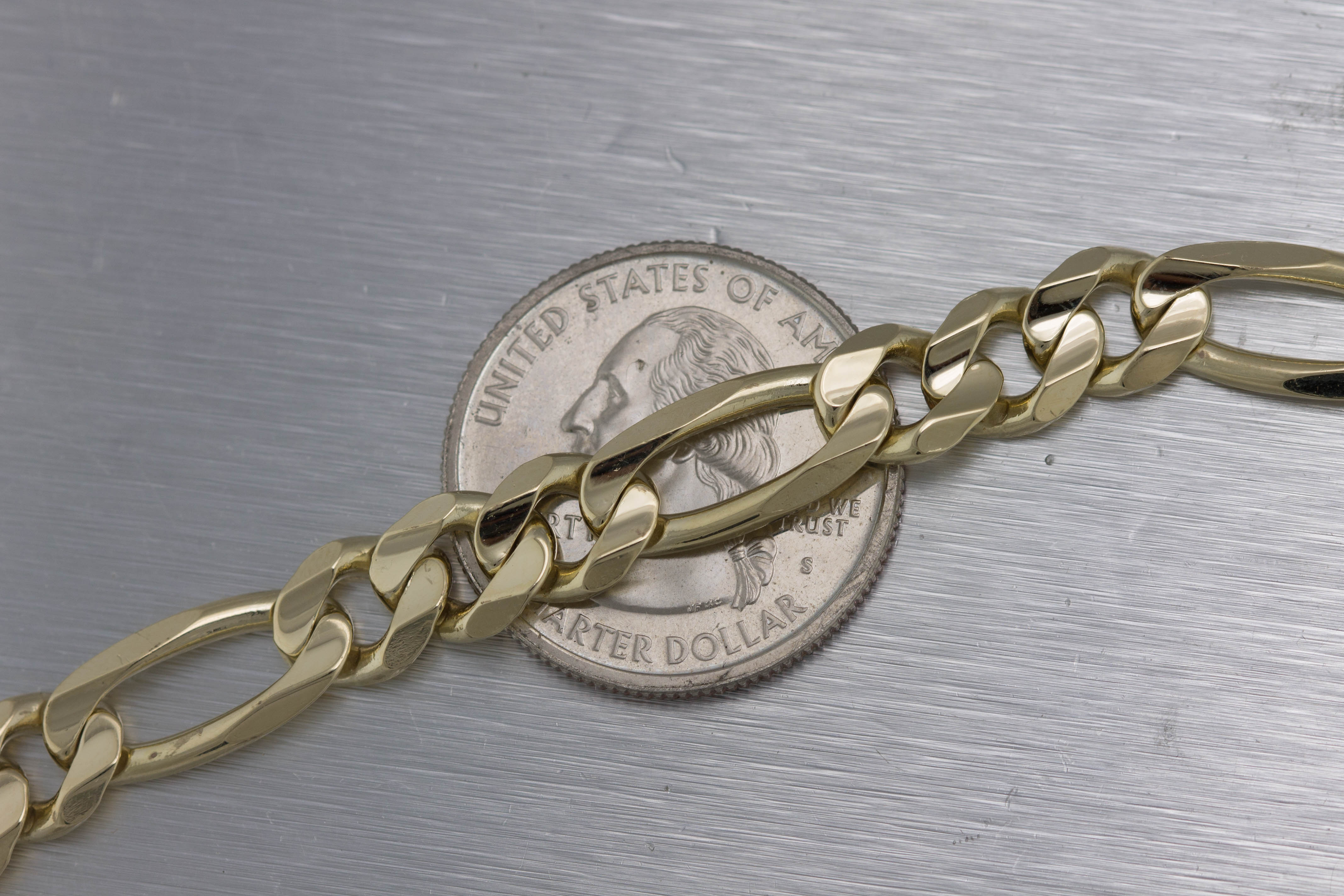 Men's Italian Modern 8mm 14K Yellow Gold 8.50" Figaro Link Chain Bracelet 21.7gr