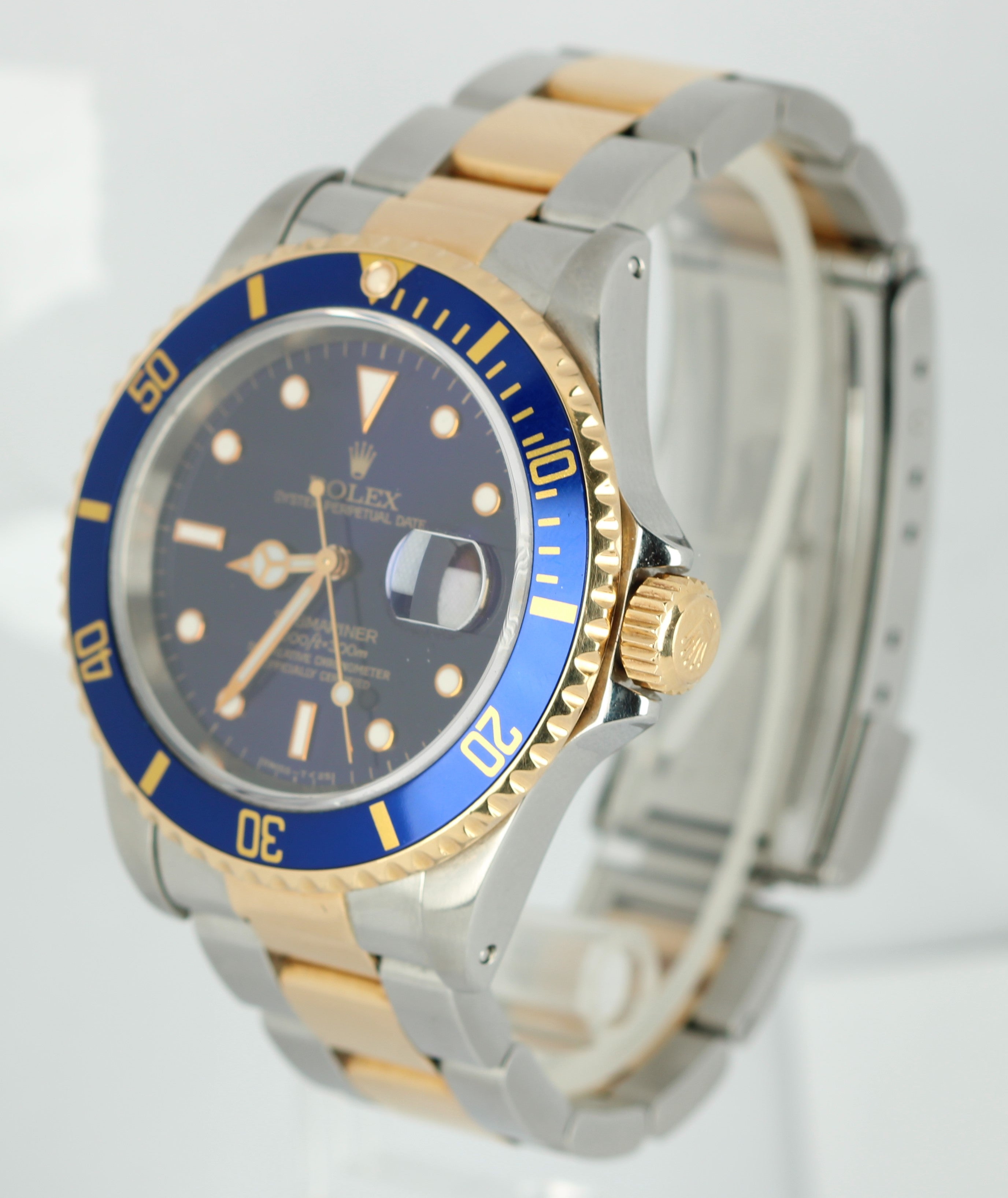 Rolex Submariner Two-Tone 18K Gold Stainless Steel Blue 40mm Oyster Watch 16613