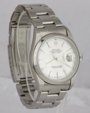 2005 UNPOLISHED Rolex DateJust 36mm 16200 Silver Smooth Oyster Watch BOX PAPERS