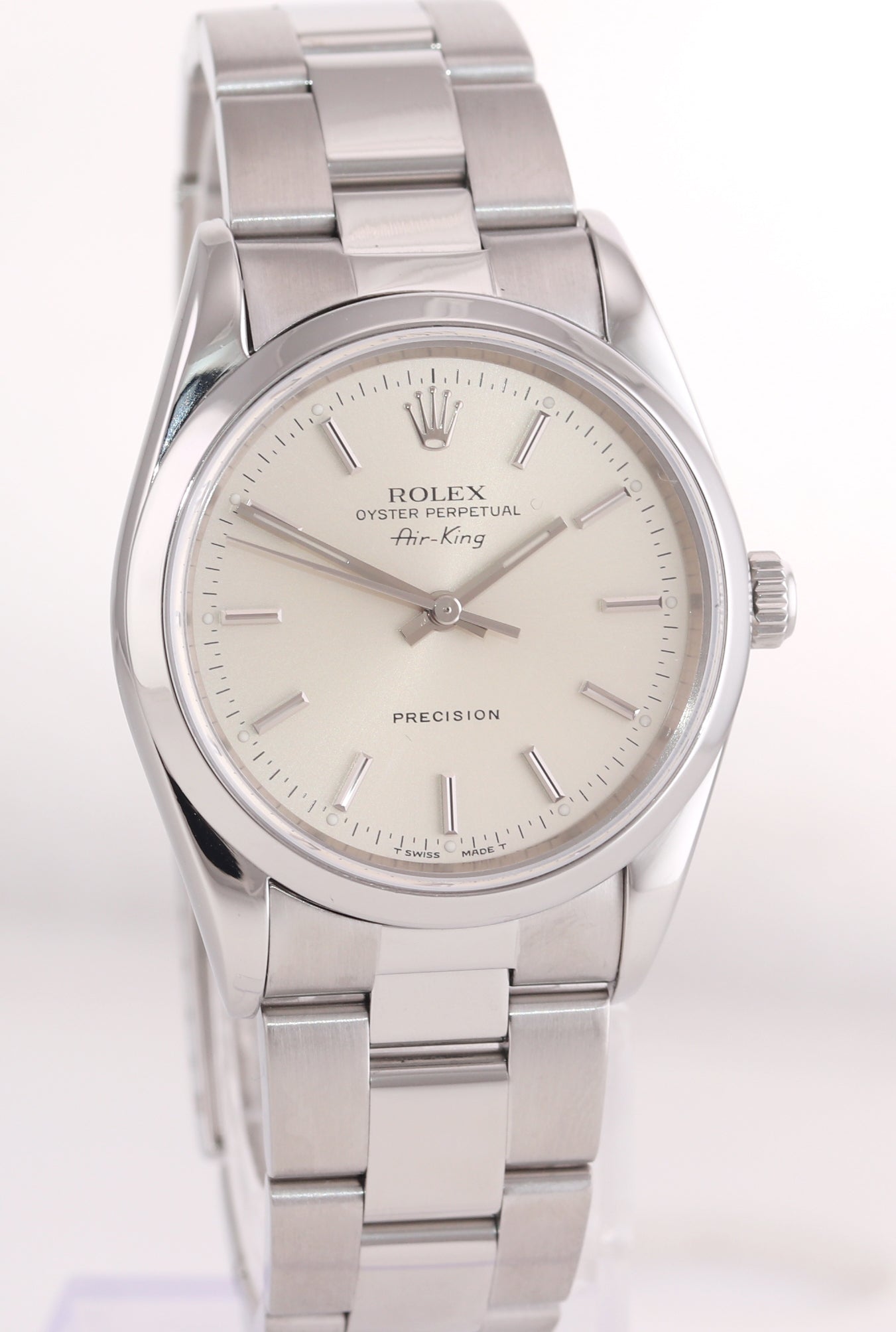 PAPERS Rolex Oyster Perpetual Air-King Silver 14000M 34mm Precision Watch Box