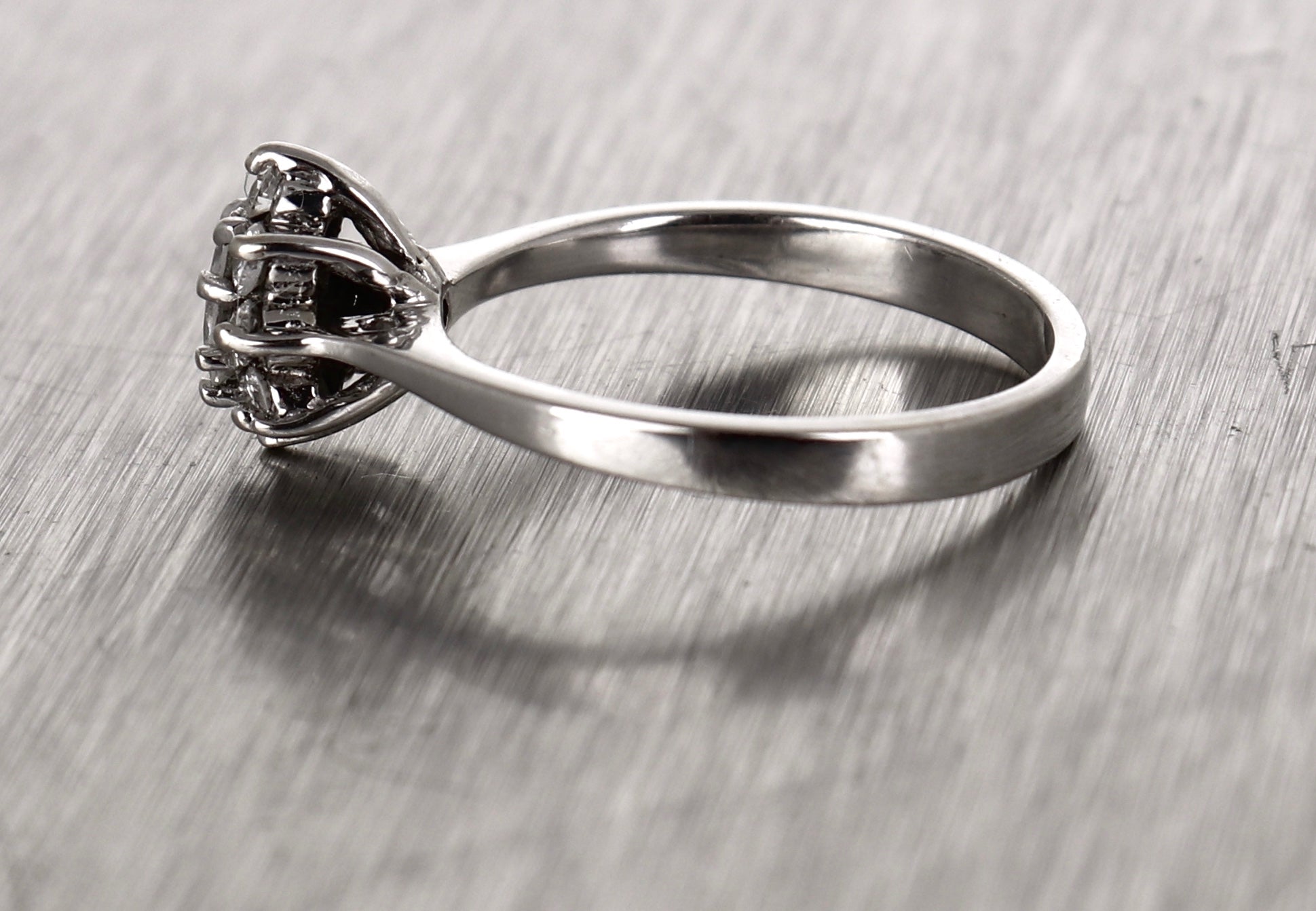 Lovely Ladies 0.43ctw Pear Round Halo Diamond Platinum Promise Ring