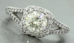 Ladies Modern Estate Halo 1.83ctw Round Diamond Platinum Engagement Ring EGL USA