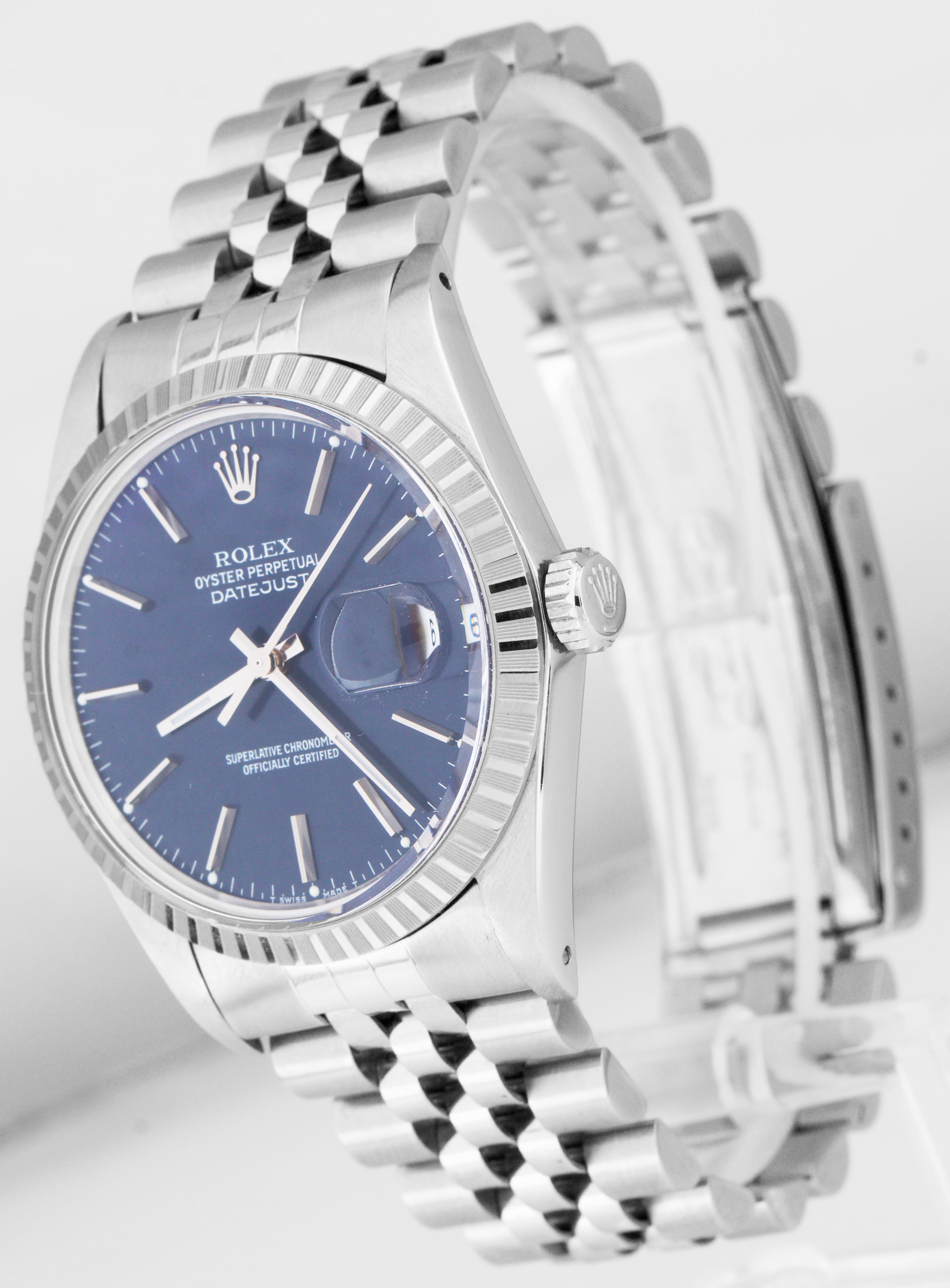 2021 RSC Rolex DateJust 36mm Stainless Steel Blue Jubilee Eng Turned Watch 16030