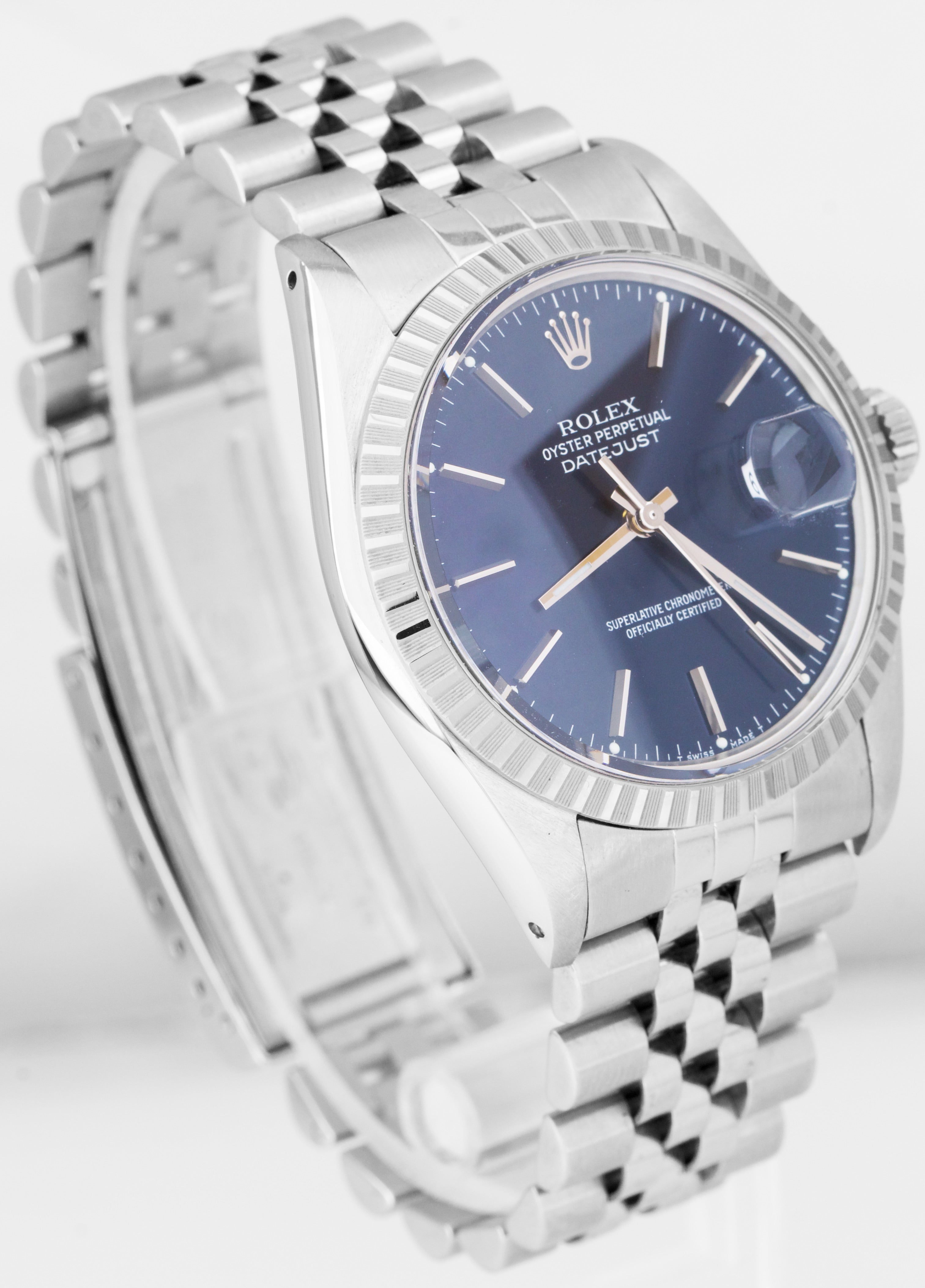 2021 RSC Rolex DateJust 36mm Stainless Steel Blue Jubilee Eng Turned Watch 16030