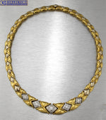 Ladies Italy Garavelli 18K 750 Yellow Gold 2.10ctw Pave Diamond Collar Necklace