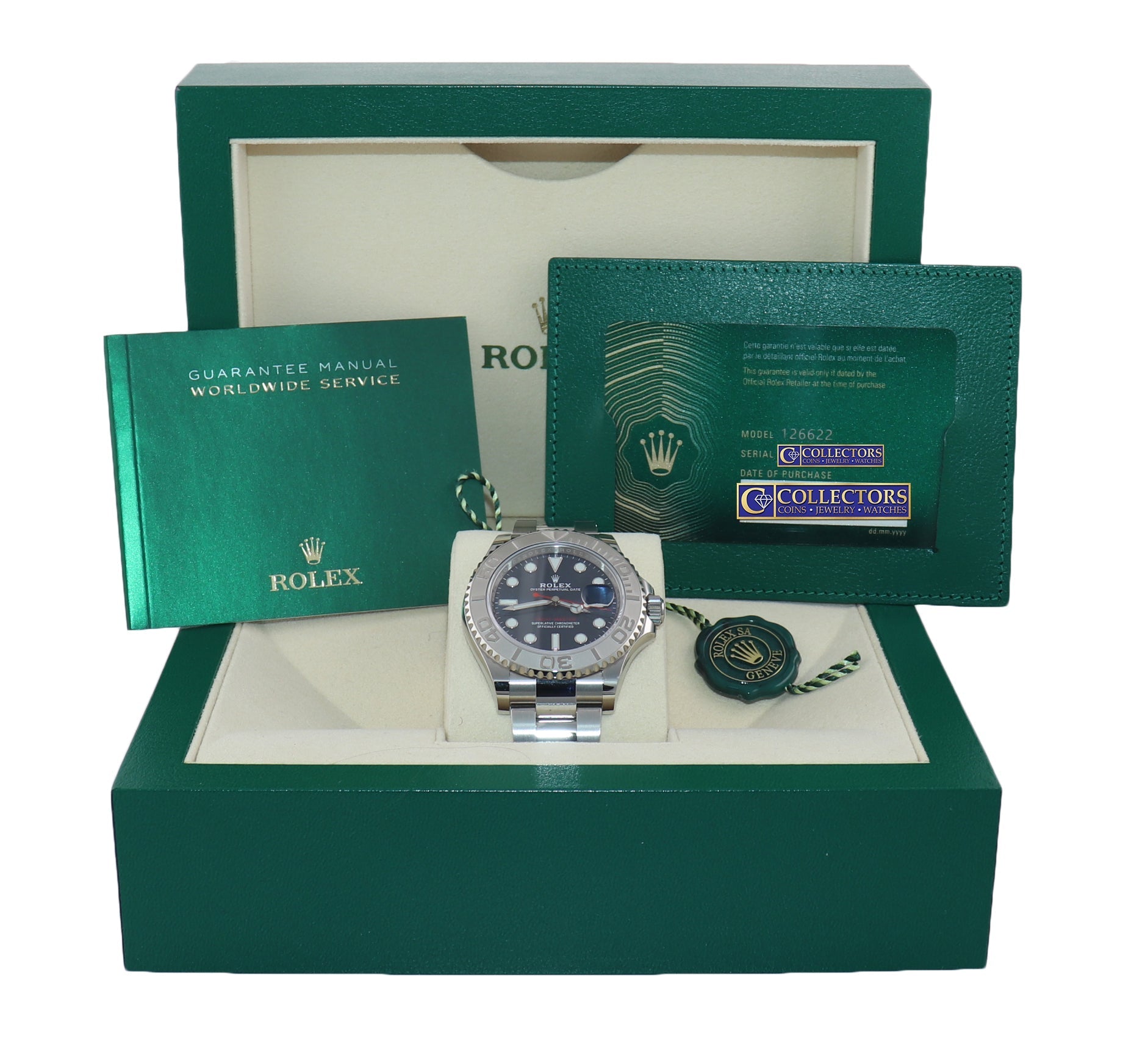 2021 NEW PAPERS Rolex Yacht-Master 126622 Steel Platinum 40mm Blue Watch Box