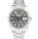 2021 Rolex DateJust 41 Rhodium Slate Fluted Stainless Oyster Watch 126334 B+P
