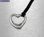 Tiffany & Co. Elsa Peretti 925 Sterling Diamond Open Heart Pendant Necklace