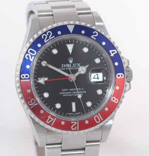 UNPOLISHED Rolex GMT-Master II Pepsi Steel Blue 16710 40mm Error Stick Watch Box