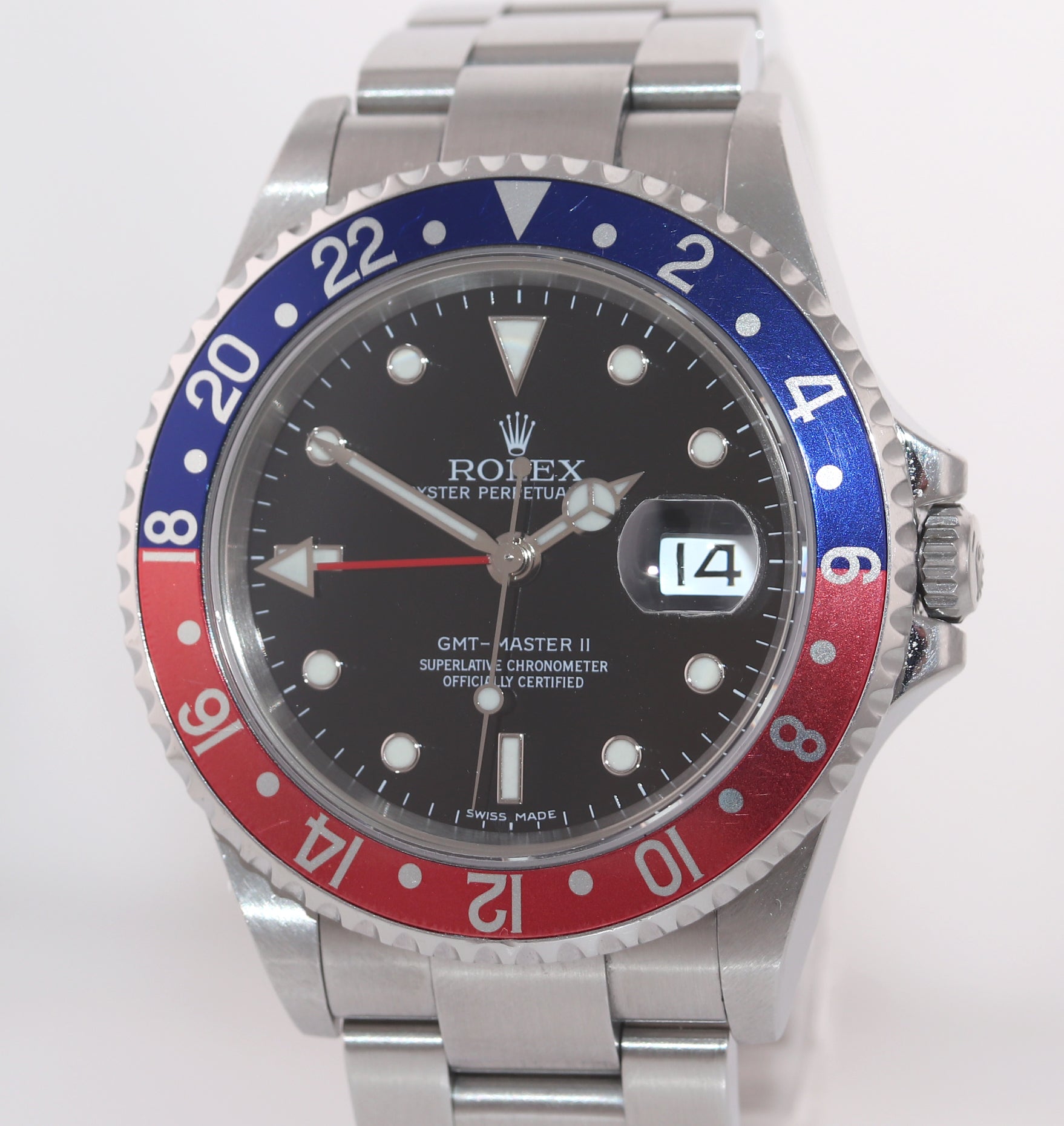 UNPOLISHED Rolex GMT-Master II Pepsi Steel Blue 16710 40mm Error Stick Watch Box