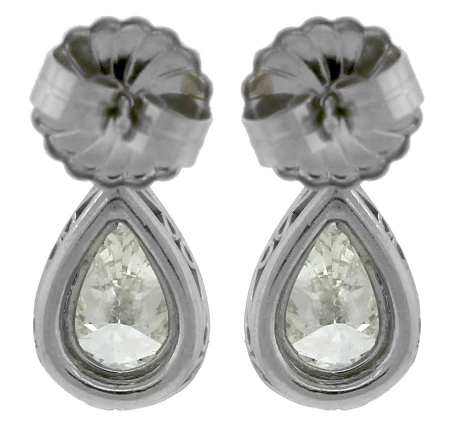 Modern 14K 585 White Gold 3.44ctw Pear Brilliant Diamond Drop Dangle Earrings