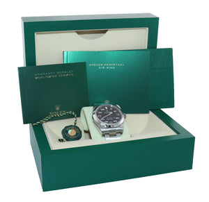 NEW 2020 Rolex Air-King 116900 Green Arabic Black Dial 40mm Steel Watch Box