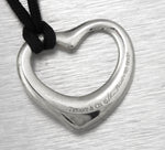 Tiffany & Co. Elsa Peretti 925 Sterling Diamond Open Heart Pendant Necklace