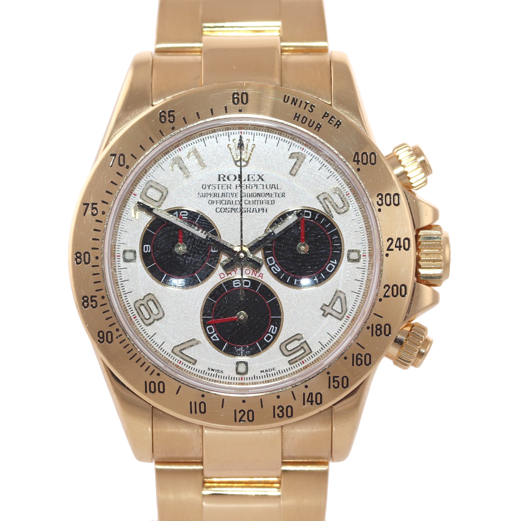 2010 PAPERS Rolex Daytona 116528 White Panda Dial 18K Yellow Gold 40mm Watch Box