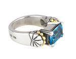 Lagos Caviar Sterling Silver & 18K Yellow Gold Swiss Blue Topaz Gemstone Ring