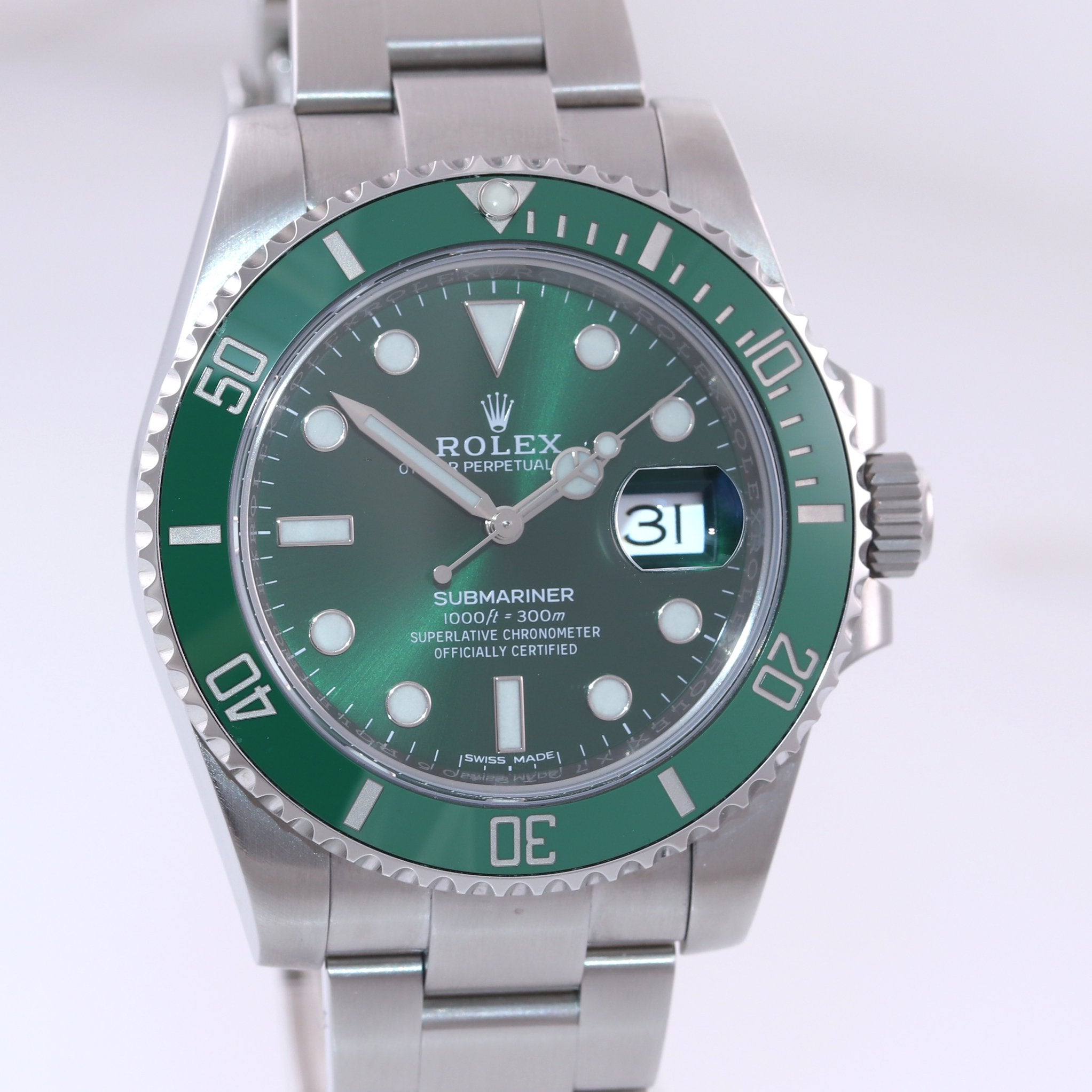 2018 PAPERS Rolex submariner Hulk 116610LV Green Dial Ceramic Watch Box