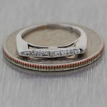 1930s Antique Art Deco 14k White Gold .10ctw Diamond 2mm Stackable Band Ring