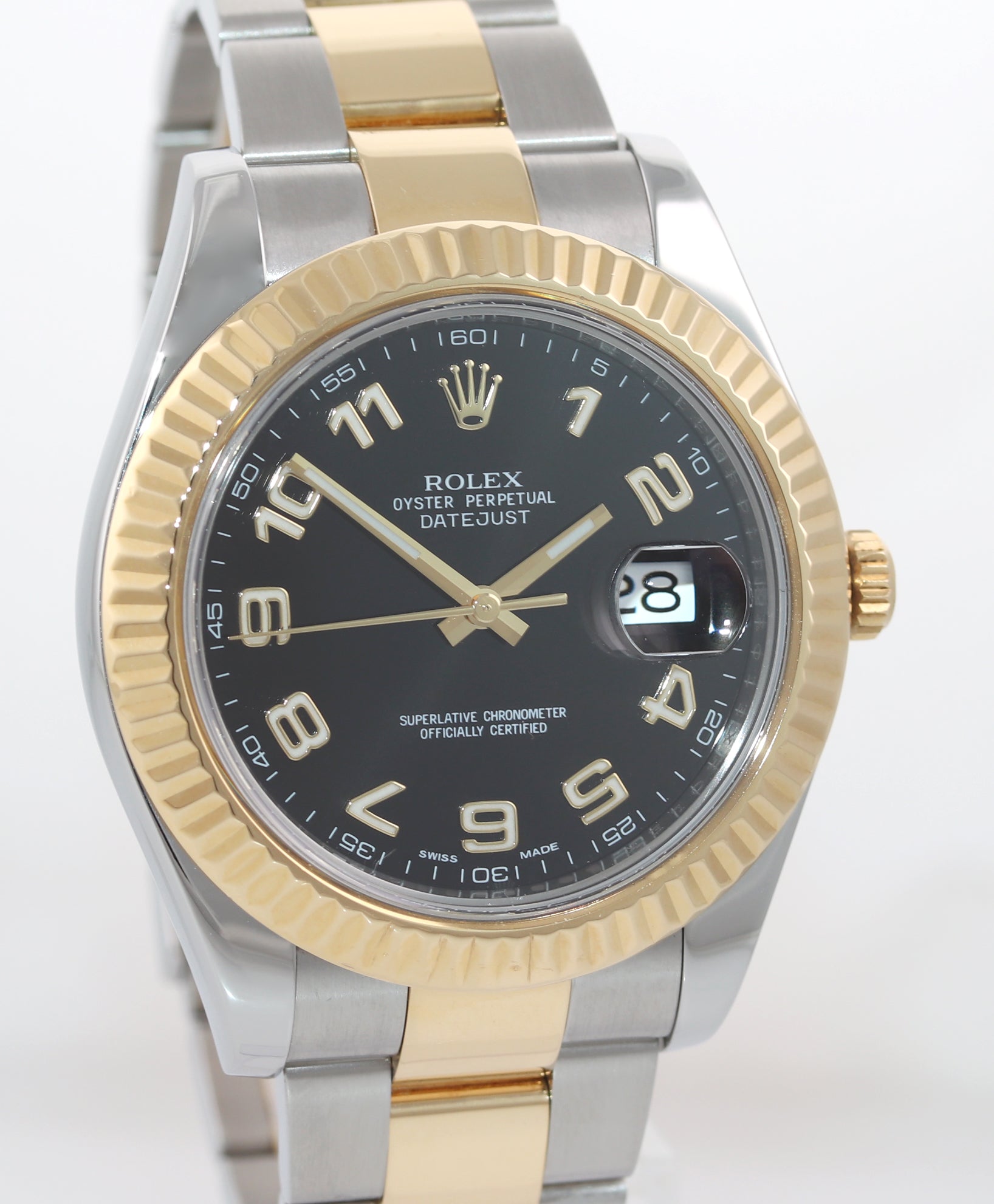 2017 Rolex Datejust II 2 116333 41mm Two-Tone Gold Steel Black Arabic Watch Box