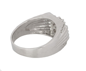 Men's Modern 14K White Gold 1.24ctw I SI2 Diamond Grooved 12mm Band Ring