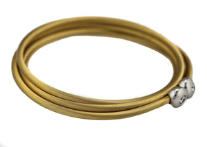 Ladies Authentic Movado 18K 750 Yellow Gold 0.14ctw Diamond Coil Bracelet