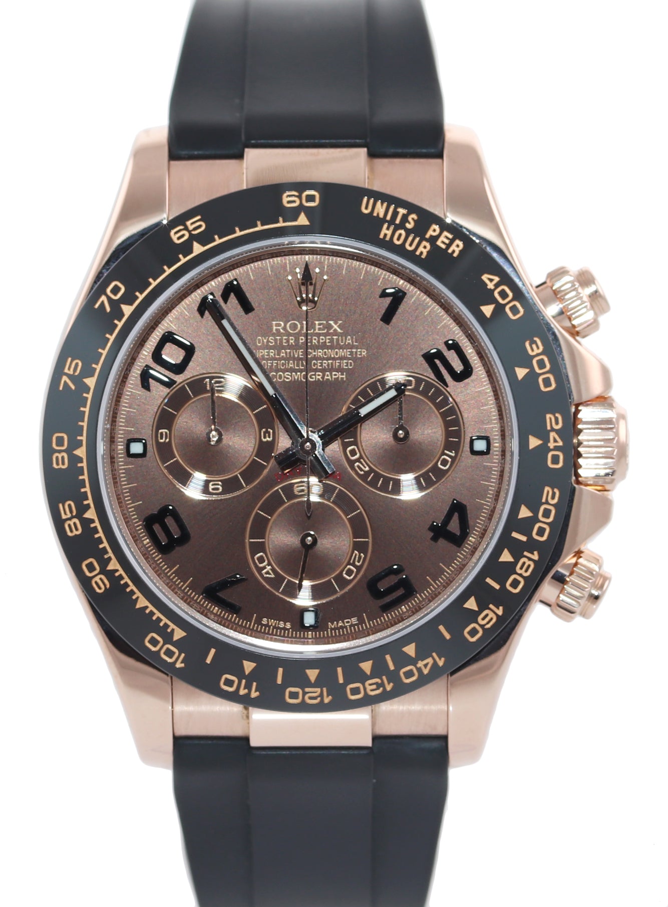 PAPERS Rolex Daytona Chocolate Oysterflex Ceramic 116515 Rose Gold 40mm Watch