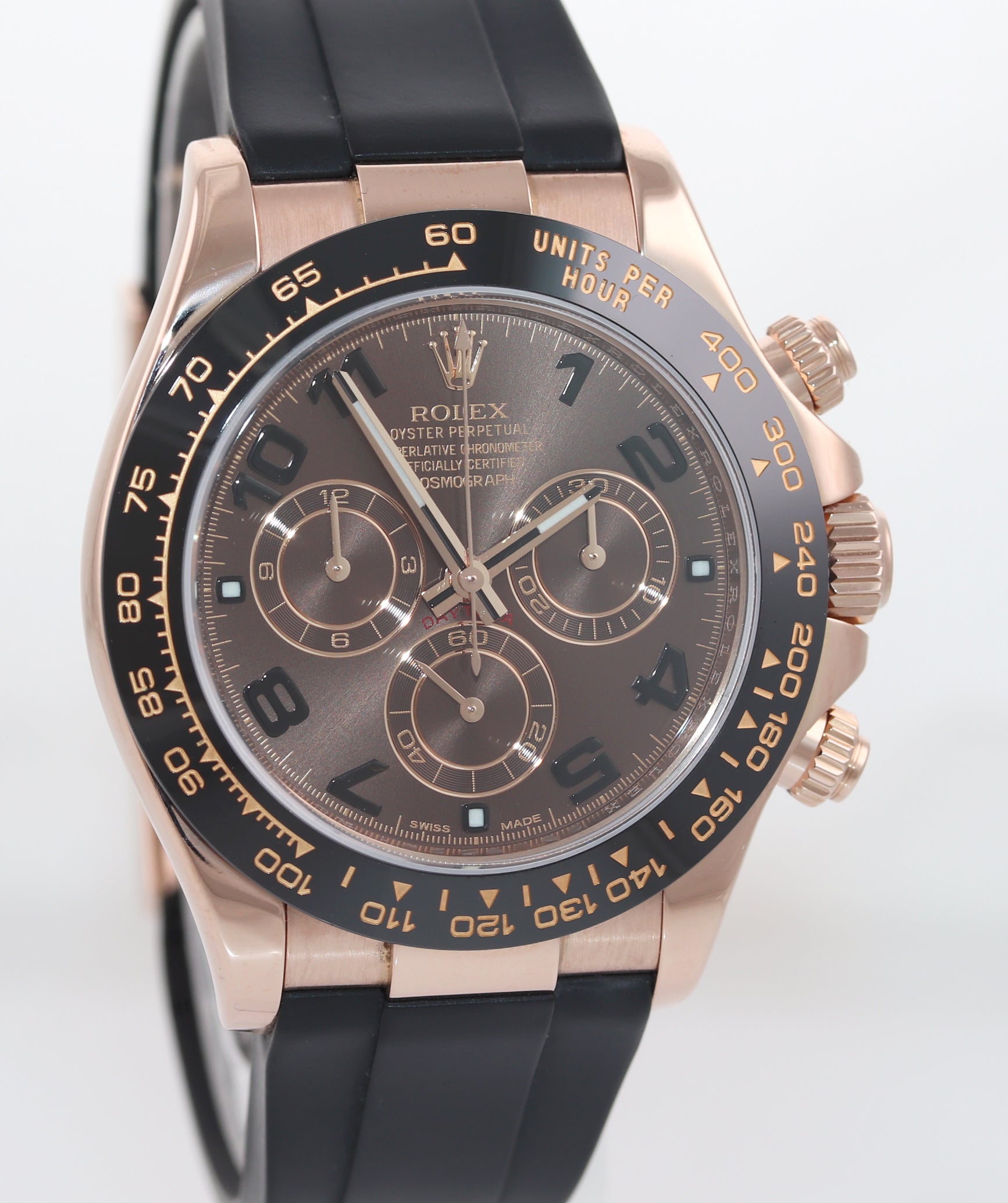 PAPERS Rolex Daytona Chocolate Oysterflex Ceramic 116515 Rose Gold 40mm Watch