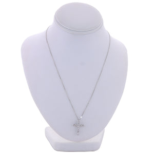 Modern 14k White Gold 1.10ctw Diamond Cross 20" Necklace