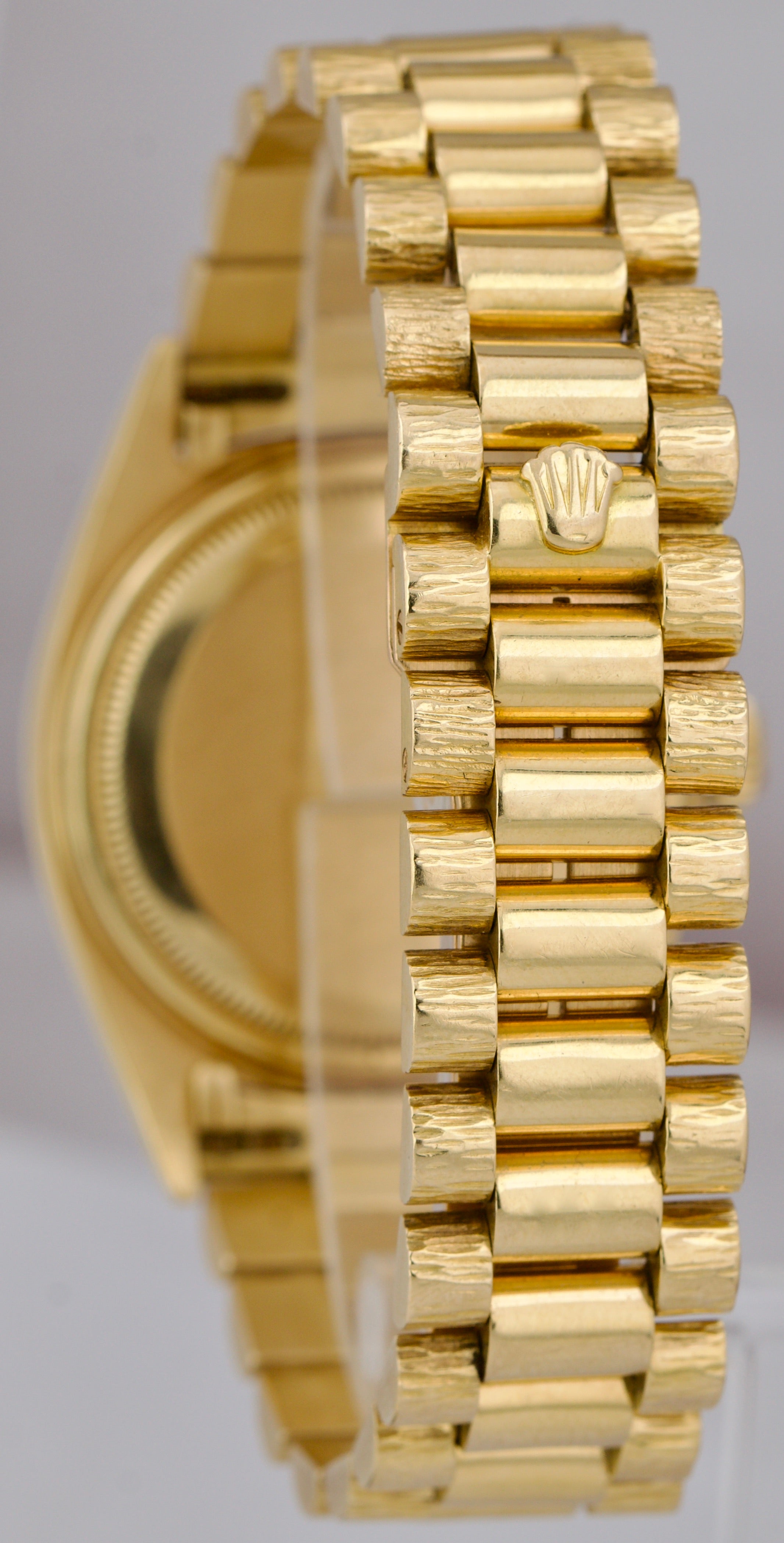 Rolex Day-Date President Champagne 36mm Bark Finish 18K Yellow Gold Watch 1803