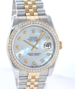 Rolex Date Just Super Jubilee 116233 MOP Diamond Two Tone Gold Watch Box