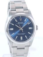 2020 PAPERS rolex Oyster Perpetual 36mm Steel Blue Stick Watch 126000 Box
