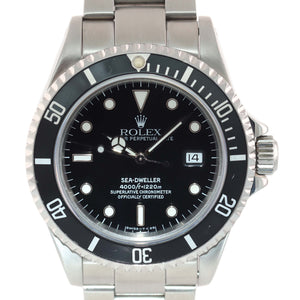1997 PAPERS Rolex Sea-Dweller Steel Date 16600 40mm Date Black Diver Watch