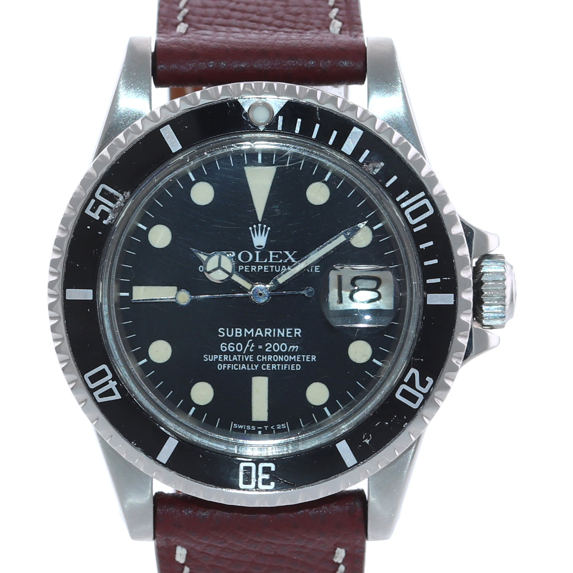Rolex 1680 Submariner Steel 40mm Matte  Patina Black Dial Watch