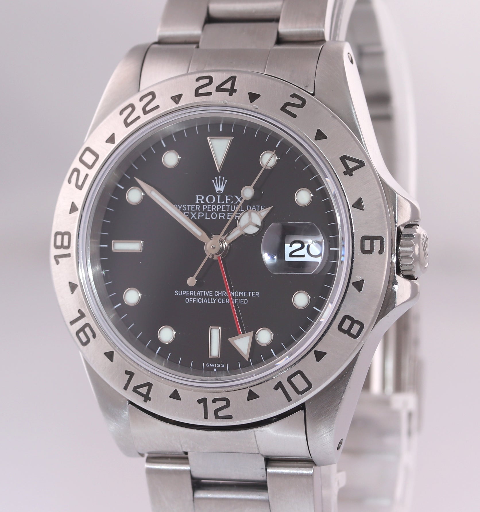 MINT Rolex Explorer II 16570 Steel Black Dial Date Swiss Only GMT 40mm Watch Box
