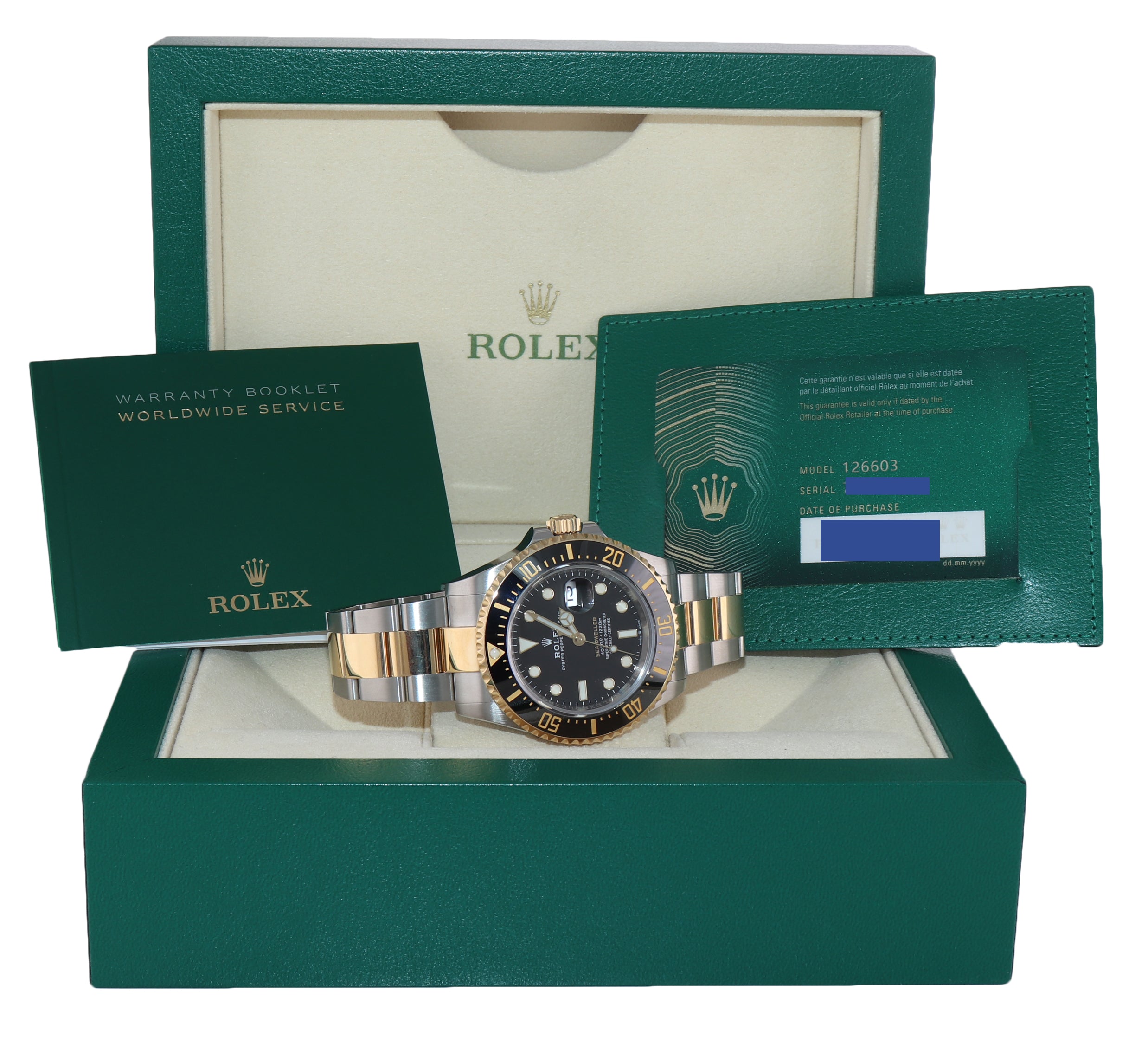 Dec 2021 PAPERS Rolex Sea-Dweller 43mm 126603 Two-Tone Yellow Gold Steel Watch