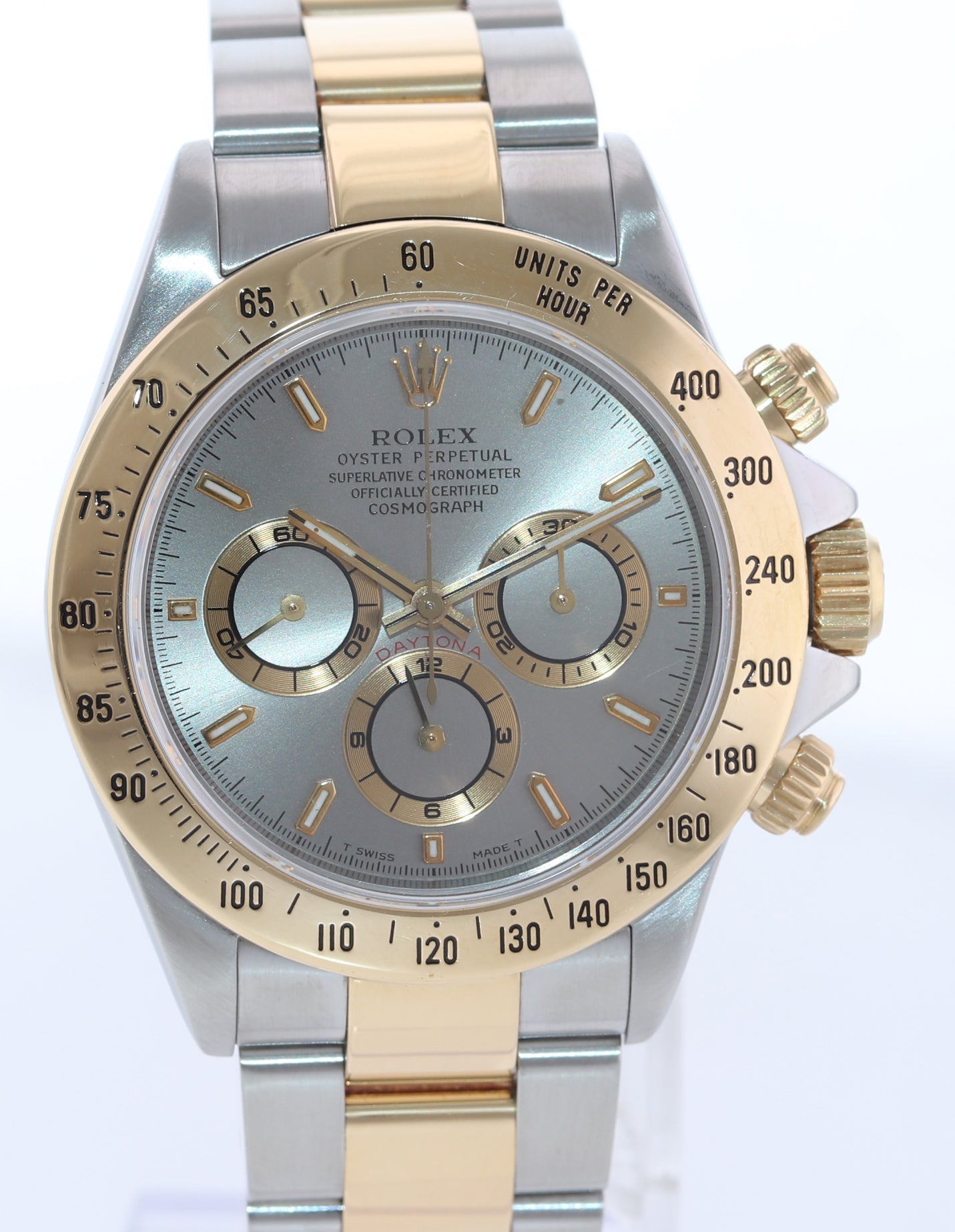 1999 Rolex Daytona 16523 Zenith Two Tone 18 Yellow Gold Slate Grey Dial Watch