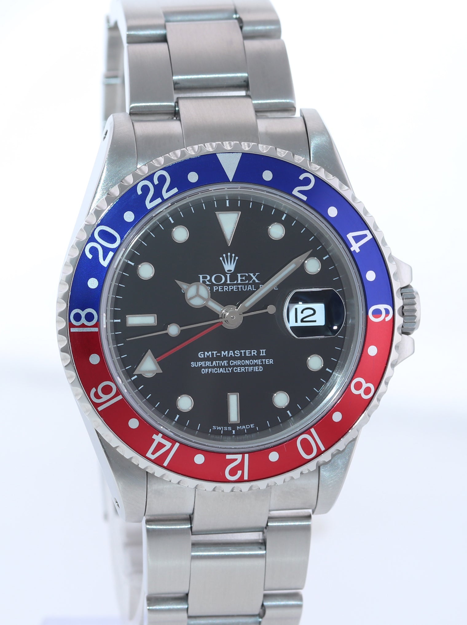 2001 Rolex GMT-Master II Pepsi 40mm Steel Blue Red 16710 Watch Box