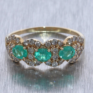 LeVian 14k Yellow Gold 1.95ctw Natural Emerald & Nude Diamond Band Ring