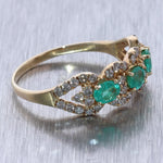 LeVian 14k Yellow Gold 1.95ctw Natural Emerald & Nude Diamond Band Ring