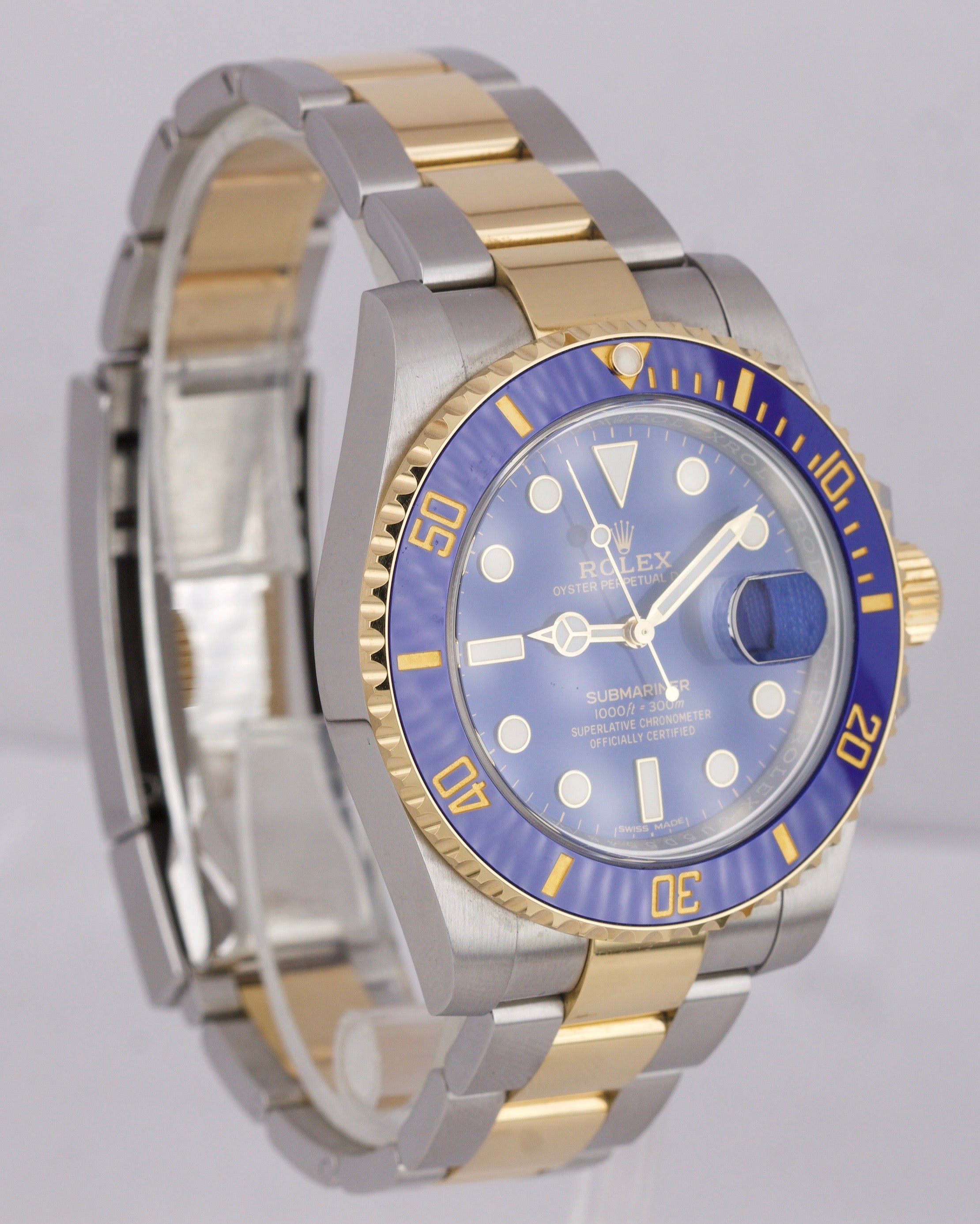 2019 Rolex Submariner Date Ceramic Two-Tone Stainless Gold Blue Watch 116613 LB