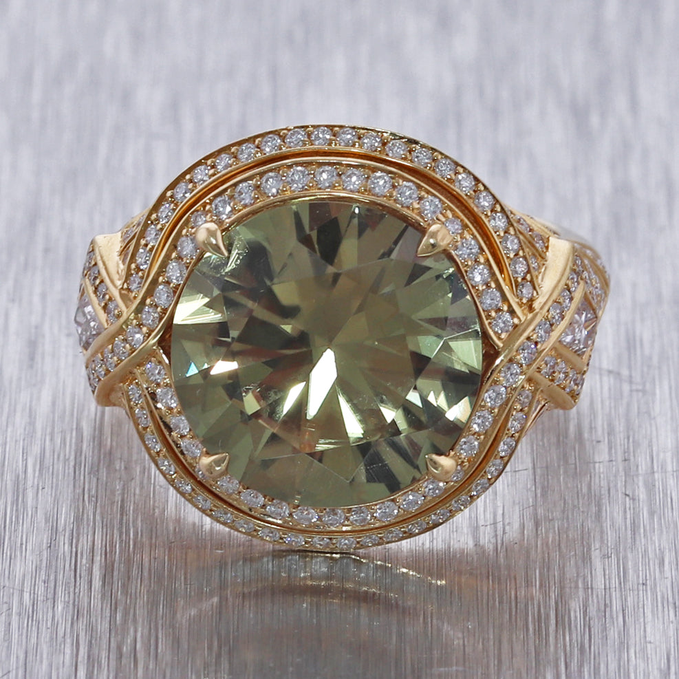 Kat Florence 18k Yellow Gold 7.96ct Zultinite & 1.14ctw Diamond Ring