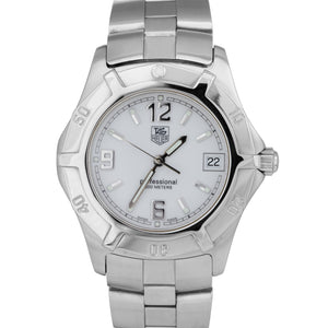TAG Heuer Professional 2000 White Stainless Steel 39mm Quartz Date Watch WN1111