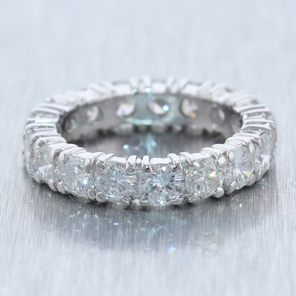 Modern 14k White Gold 4.25ctw Diamond Eternity Wedding Band Ring