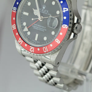 UNPOL. Rolex GMT-Master II FACTORY JUBILEE 40mm Pepsi Blue Red Watch 16710