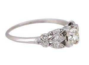 Antique Art Deco Platinum 0.53 CT Old European Cut Diamond Engagement Ring
