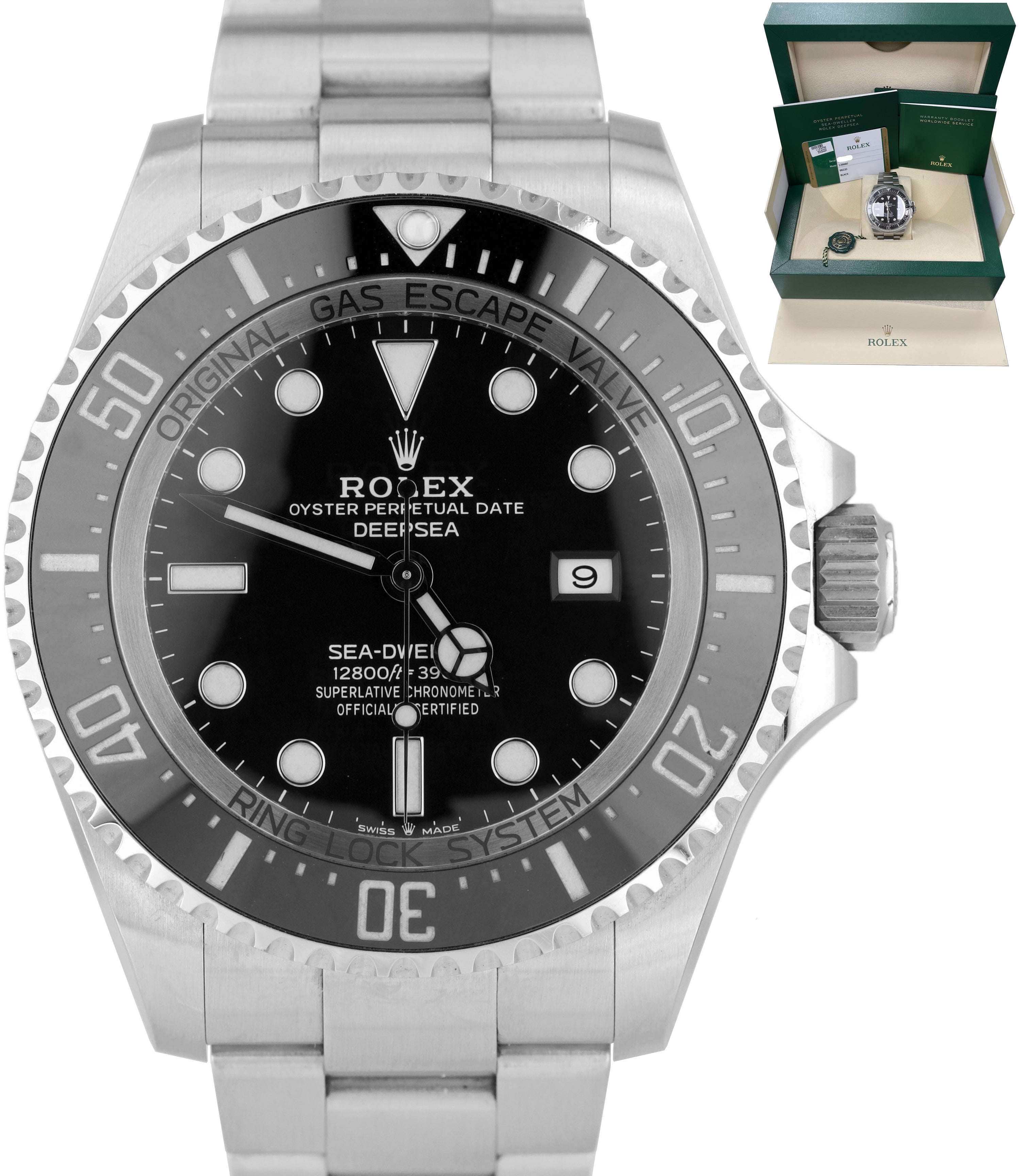 2019 Rolex Sea-Dweller Deepsea Black Stainless 44mm Dive 126660 Watch