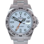 PAPERS 2018 Rolex Explorer II 42mm 216570 Polar White Orange Steel Watch Box